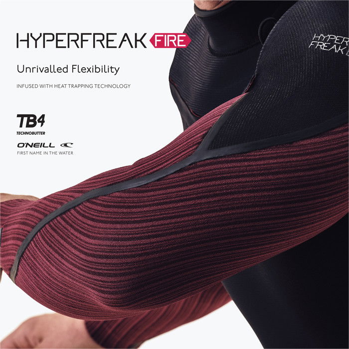 2024 O'Neill Hombres Hyperfreak Fire 4/3mm Chest Zip Neopreno 5512 - Black